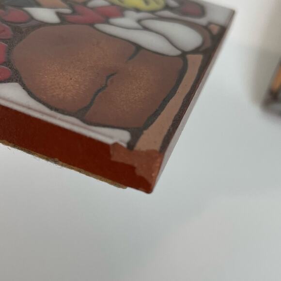 Set of 2 Mag Mor 4x4 Handpainted Vintage Chili Art Tiles Santa Fe NM Made in USA - Picture 6 of 9